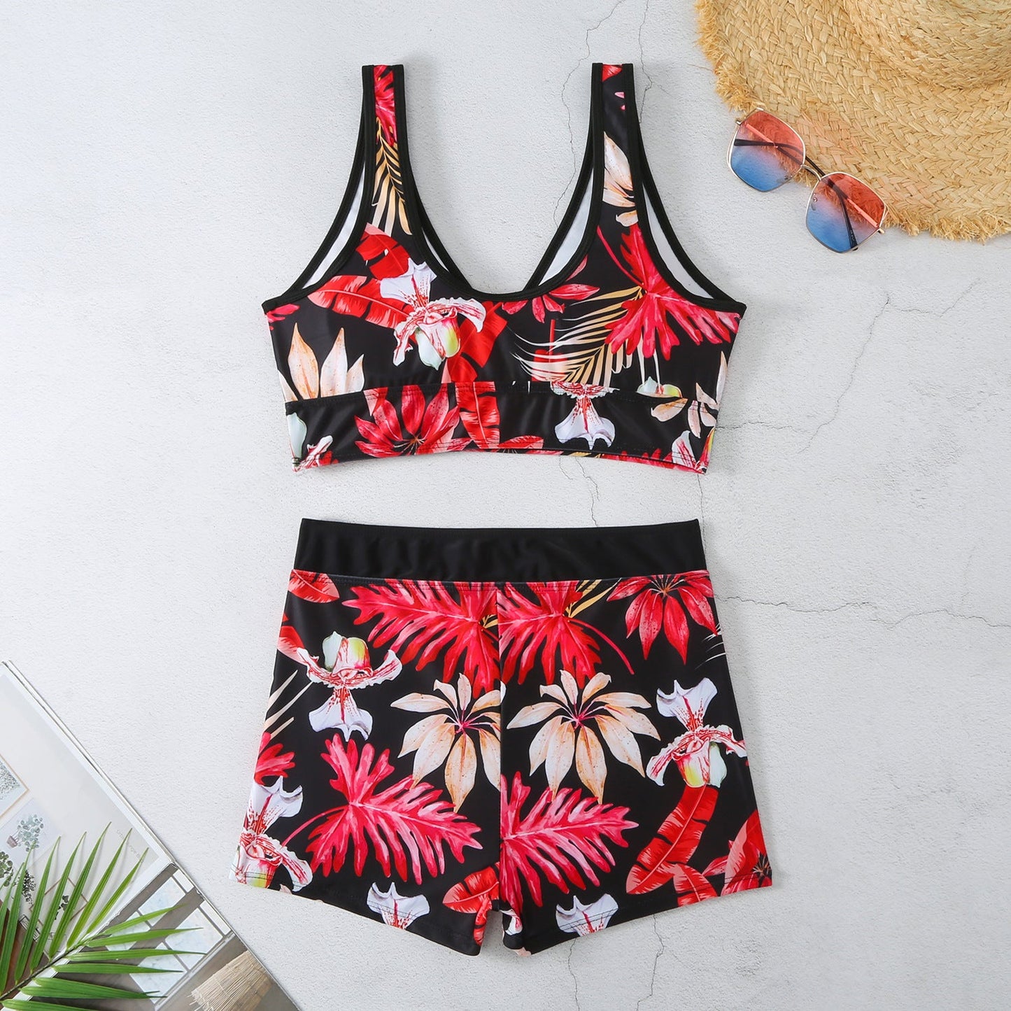 Sexy Floral Print Summer Boxer Swimsuits