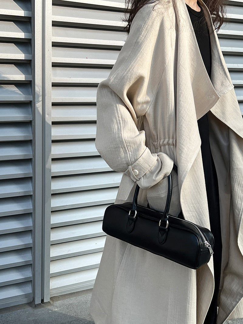 Women's Knee-Length Linen Trench Coat