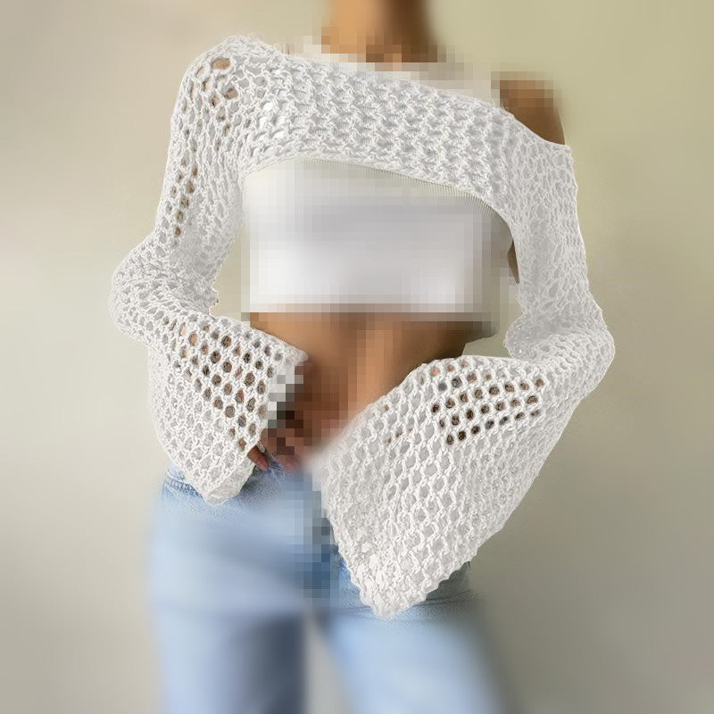 Sexy Hollow Knit Long Sleeves Top