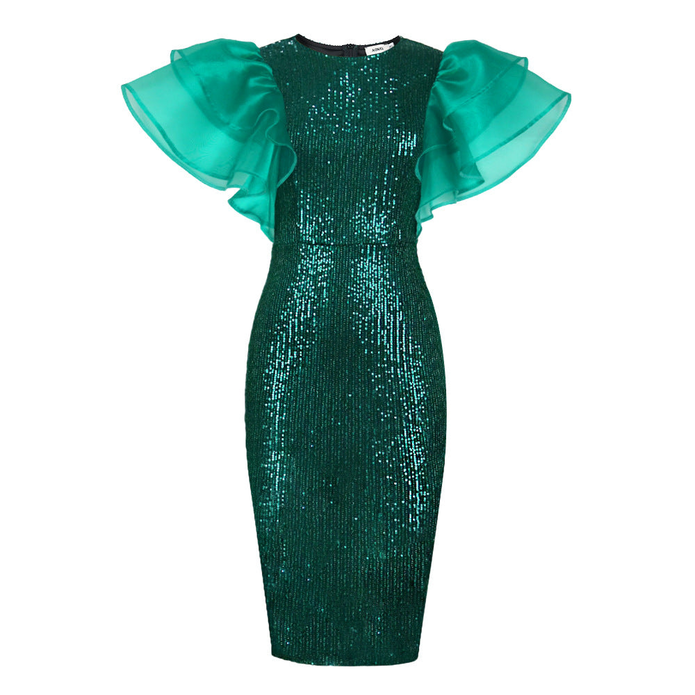 Sexy See Through Green Evening Party Dresses-Dresses-Free Shipping at meselling99