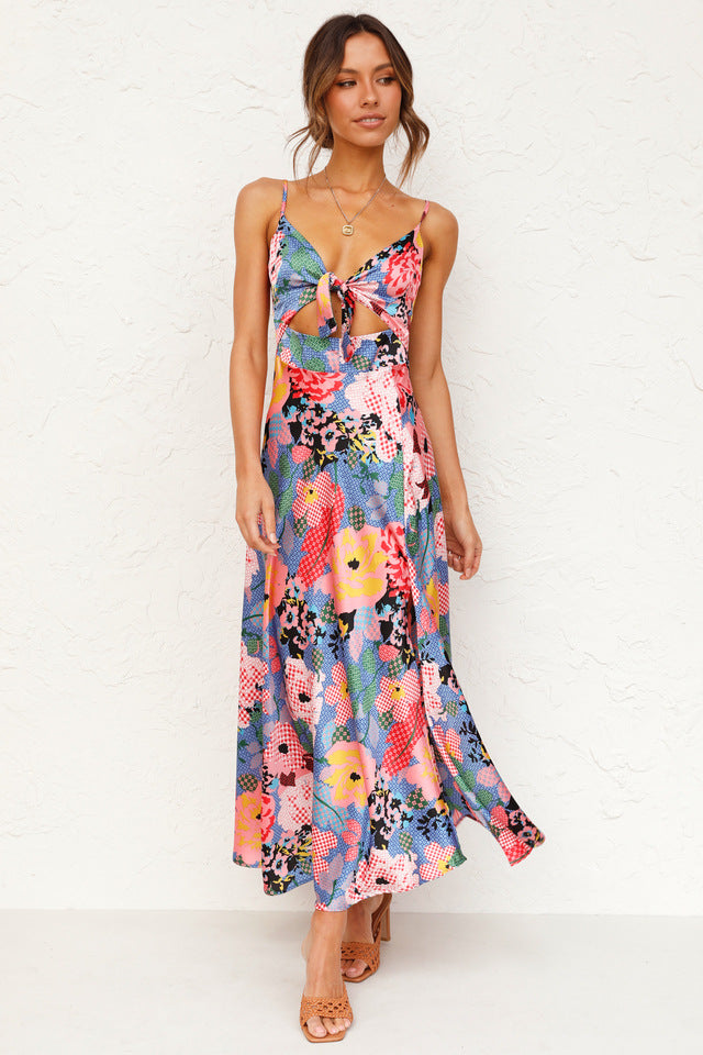 Sweety Summer Floral Print Sleeves Long Dresses-Dresses-Free Shipping at meselling99