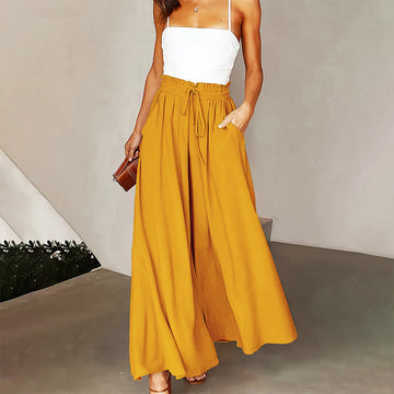 Women's High-Waisted Solid Color Casual Pants
