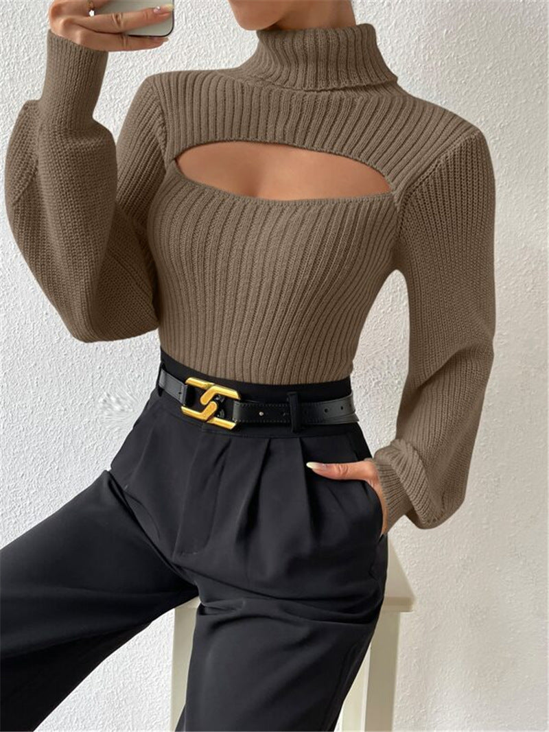 Sexy High Neck Short Knitted Sweaters