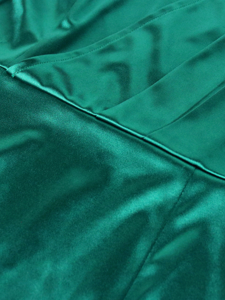Designed One Shoulder Irregular Green Evening Party Dresses-Dresses-Free Shipping at meselling99
