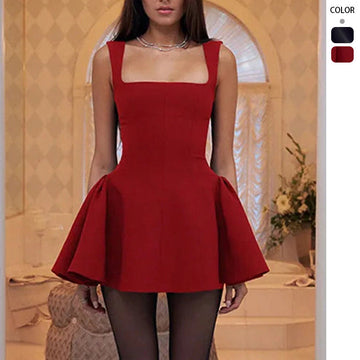 Women's Waist-Defining A-Line Sleeveless Dress