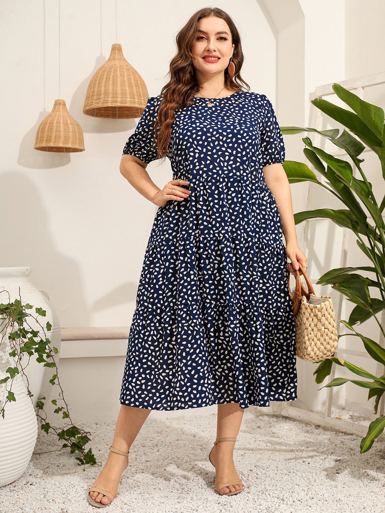Women Short Sleeves Plus Sizes Dresses-Dresses-Free Shipping at meselling99