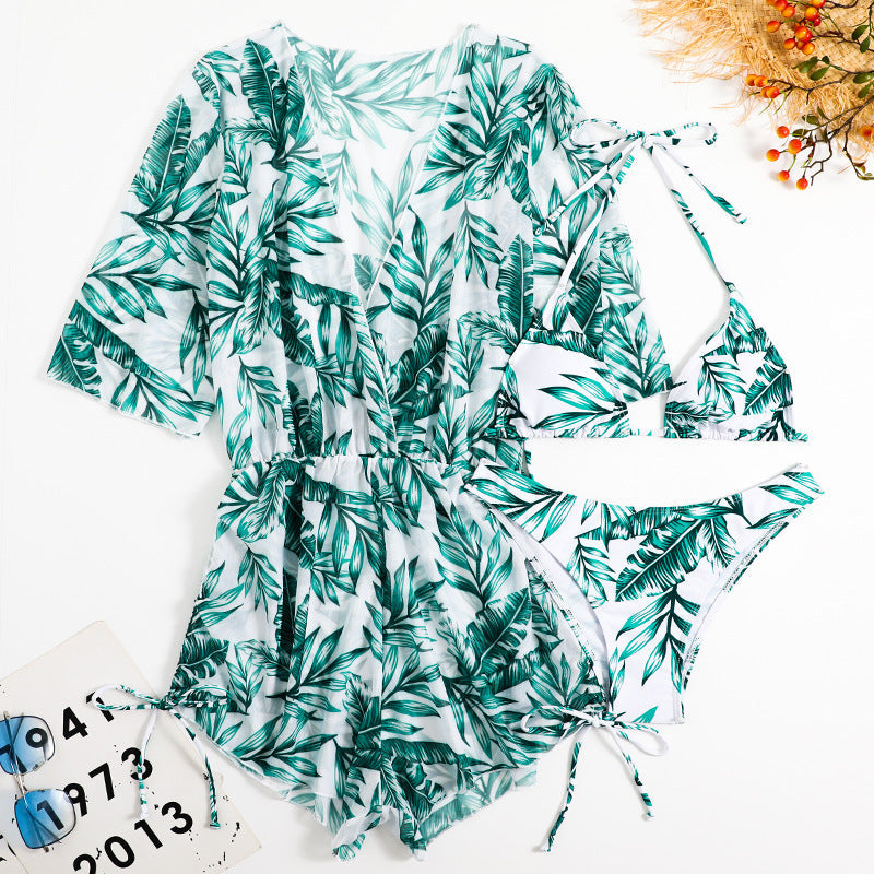 Sexy Net Drawstring 3pcs Women Swimsuits