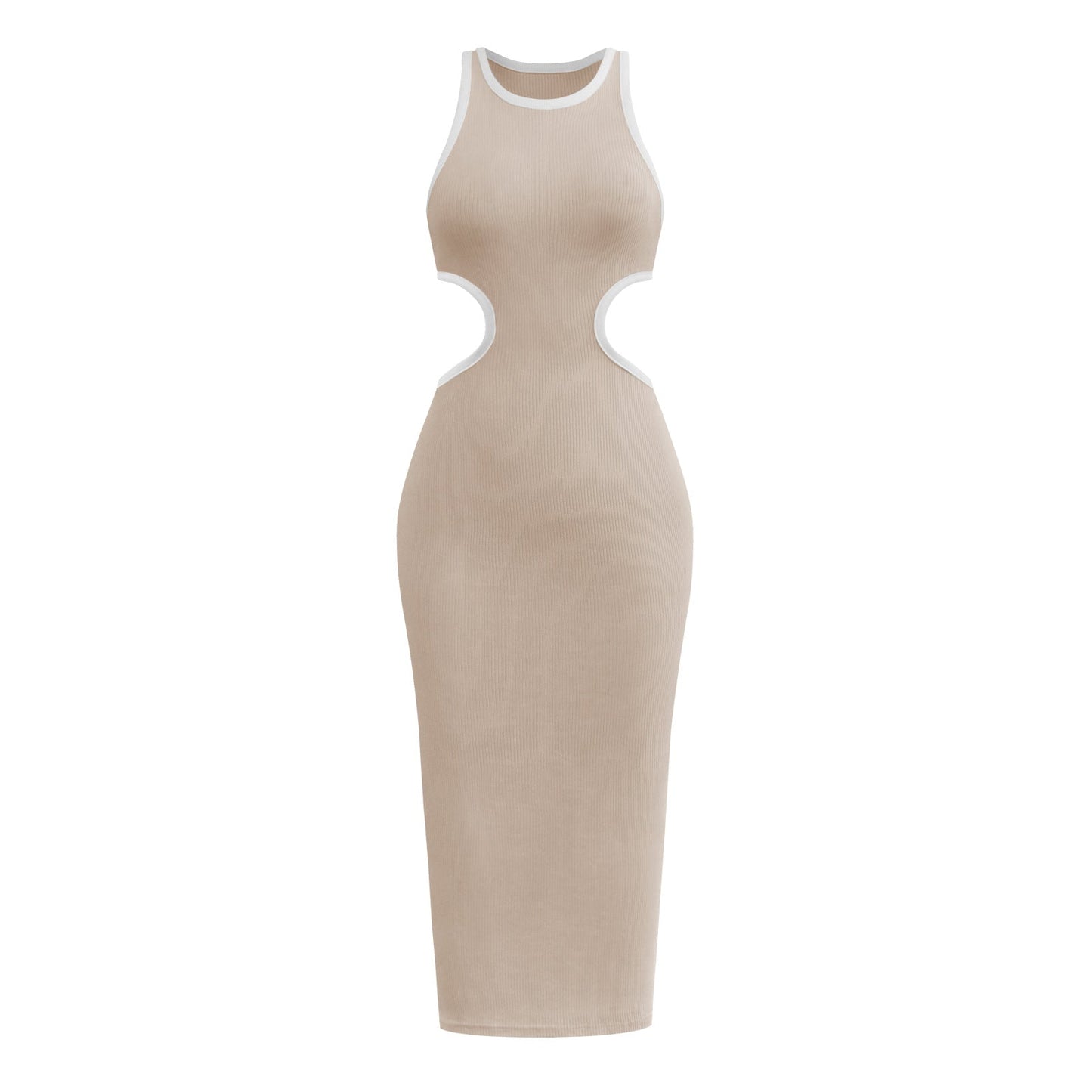 Sexy Backless Knitted Sheath Midi Dresses-Dresses-Apricot-S-Free Shipping at meselling99