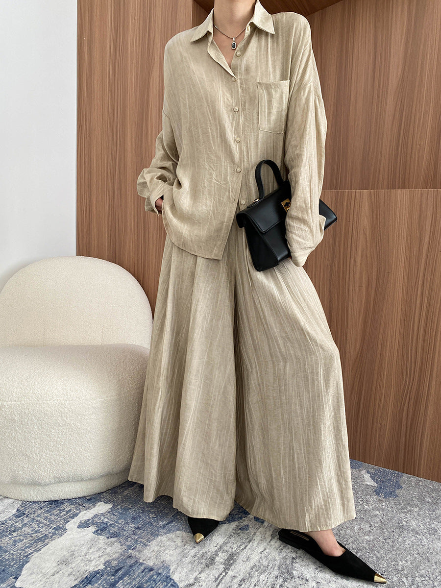 Tencel Lyocell Tie-Dye Relaxed Shirt & Culottes Two-Piece Set
