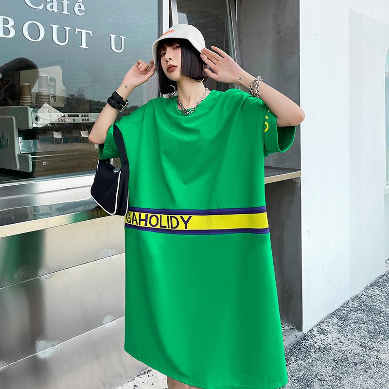 Women Summer Short Sleeves Letter T Shirt Dresses-Cozy Dresses-Free Shipping at meselling99
