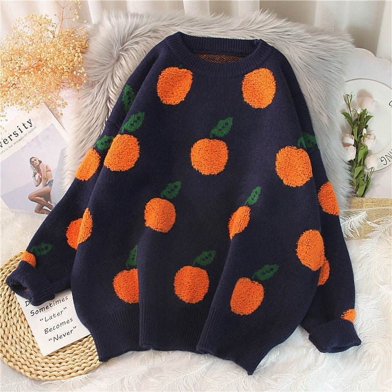 Women's Winter Orange High Neck Sweater