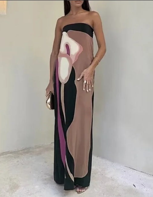 Women's Avocado Print Strapless Sundress