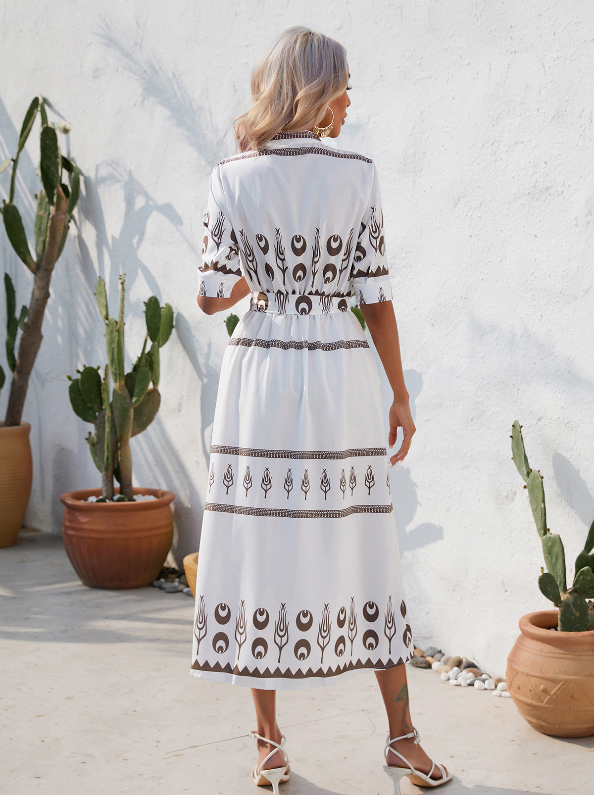 Women's Summer Boho Floral Print Short Sleeve Dress
