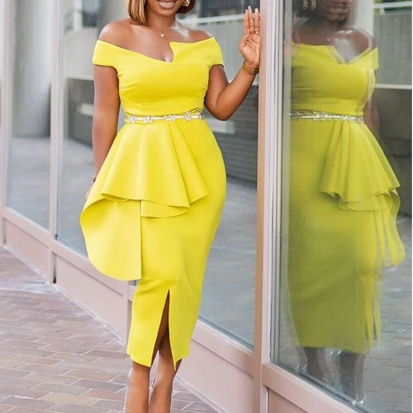 Fashion High Waist Plus Sizes Midi Party Dresses-Dresses-Free Shipping at meselling99