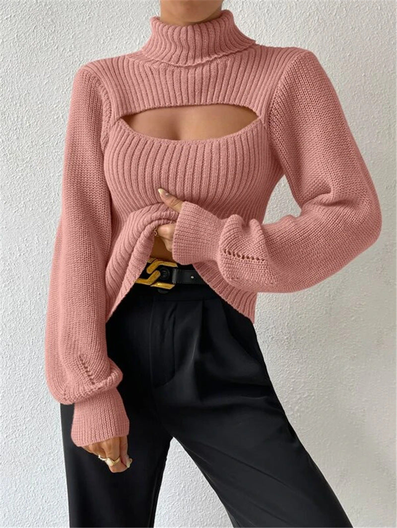 Sexy High Neck Short Knitted Sweaters