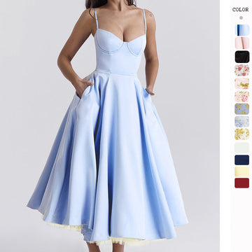 Elegant Princess Gown - French Chiffon Tiered Strapless Ball Gown Dress for Women