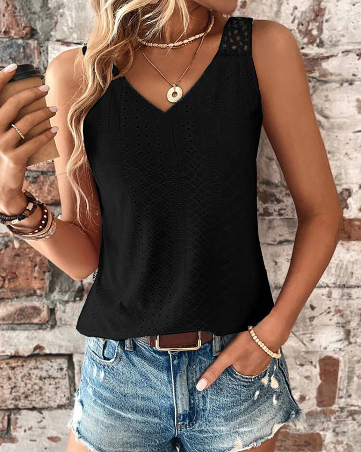 Summer Solid Color V-Neck Sleeveless T-Shirt – Breathable Loose Fit Casual Top