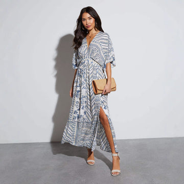 Summer Floral Print V-Neck Sleeveless Maxi Dress