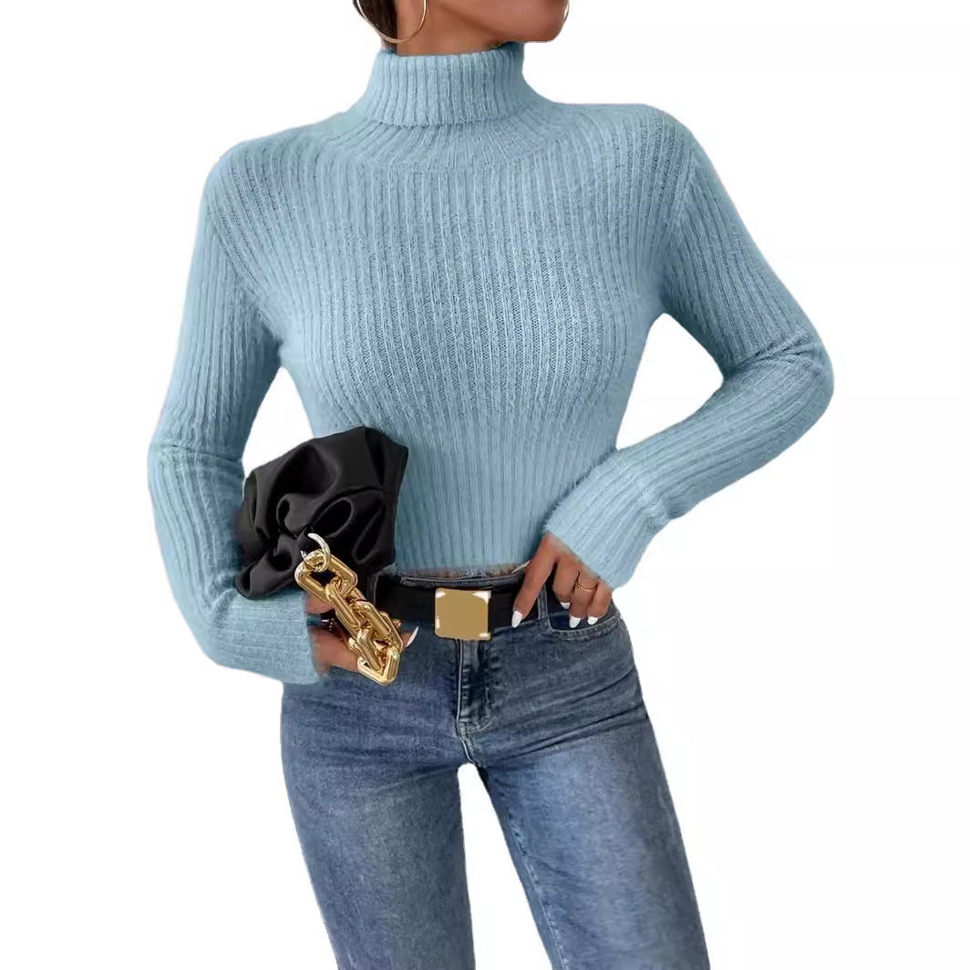 Fashion High Neck Knitted Pullover Sweaters