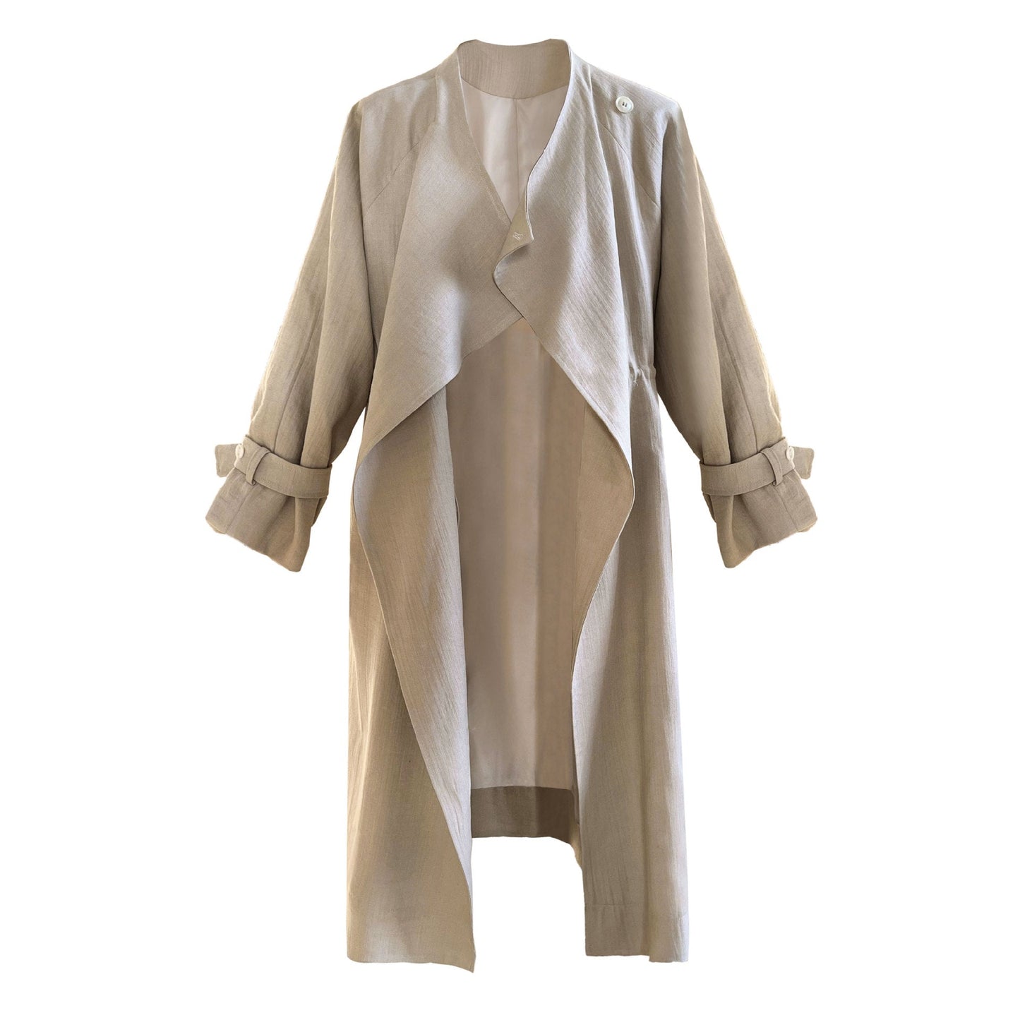 Women's Knee-Length Linen Trench Coat