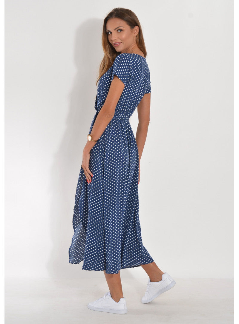 Summer Floral Print V-Neck Split Hem Midi Dress