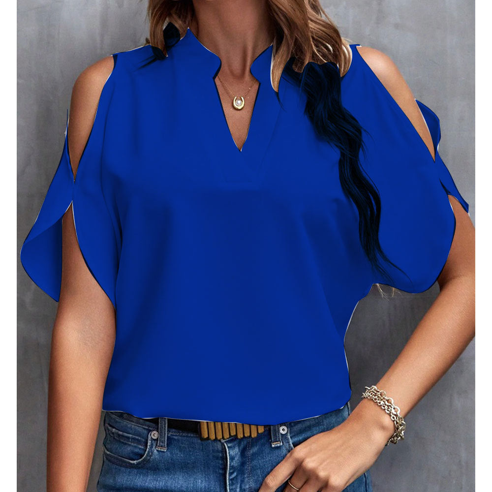 Women's V-Neck Fashion Off-Shoulder Sleeve Blouse