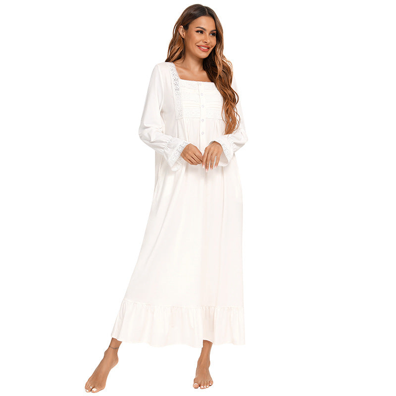 Casual Plus Sizes Long Sleeves Nightgown