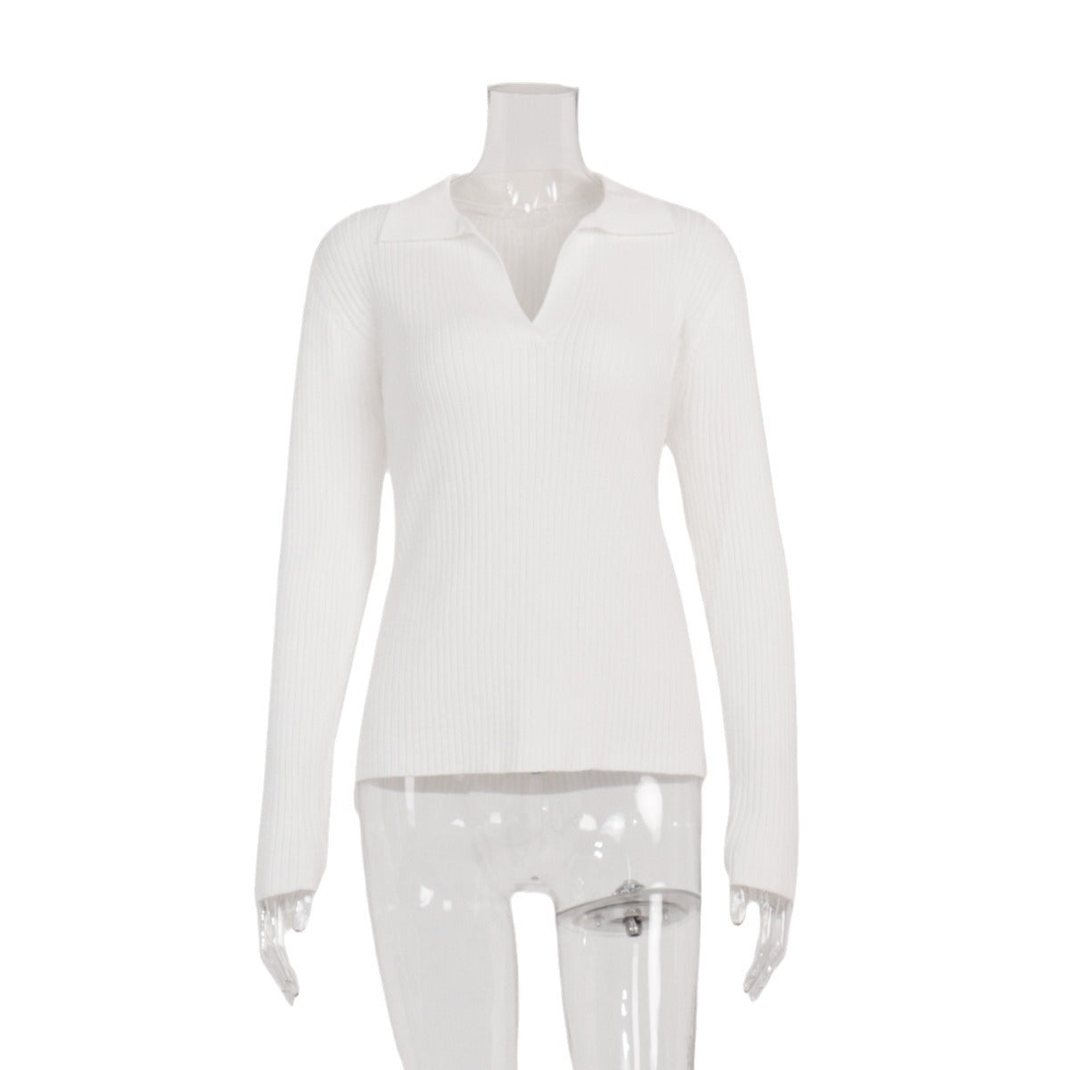 Sexy Polo Neck Knitted Pullover Sweaters