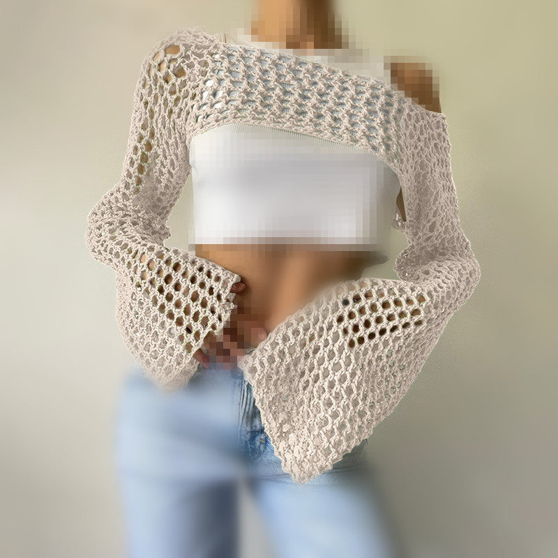 Sexy Hollow Knit Long Sleeves Top