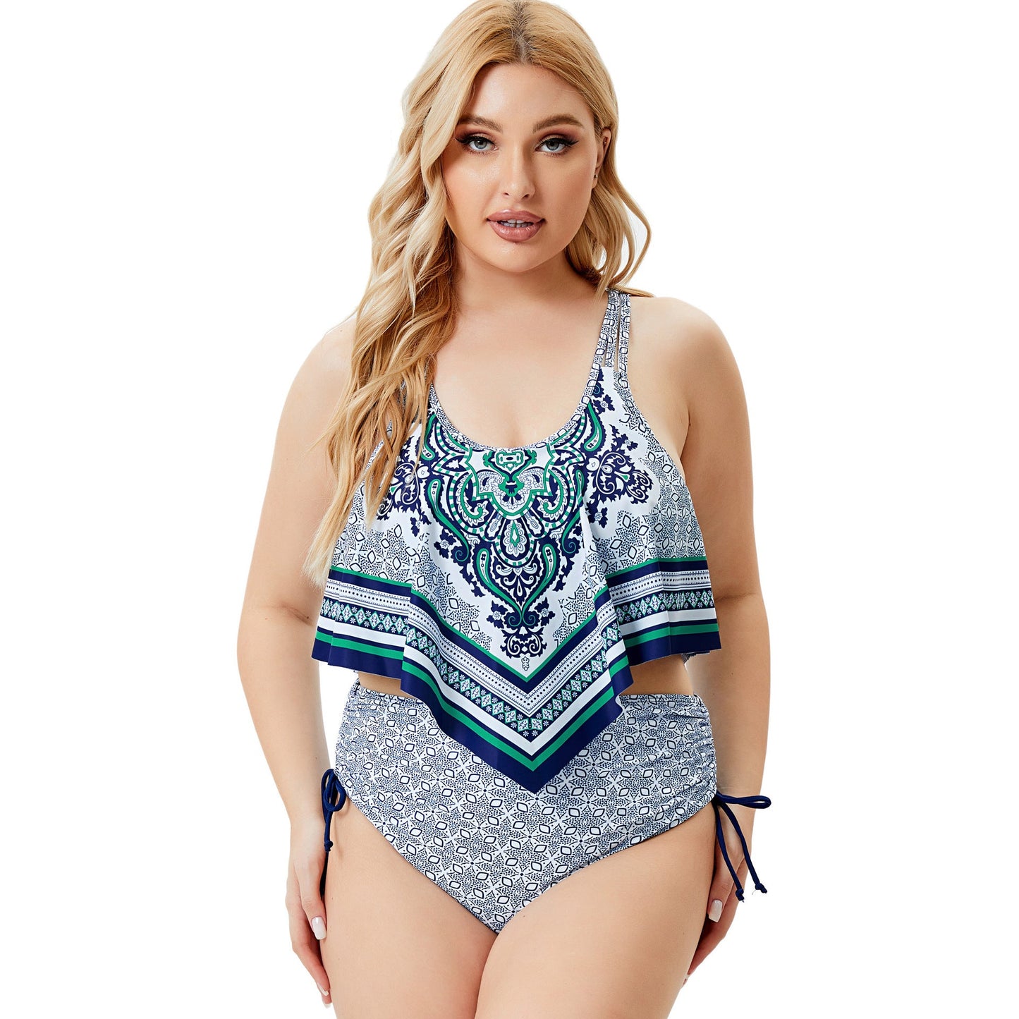 Blue Print Vintage Plus Sizes Summer Bikini Swimwear