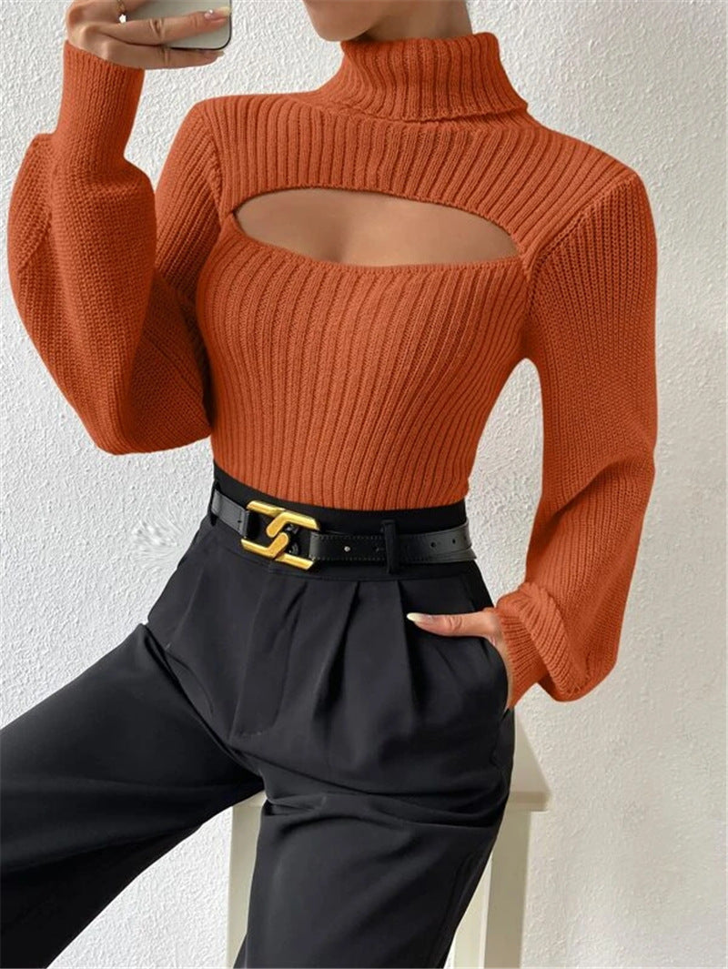 Sexy High Neck Short Knitted Sweaters
