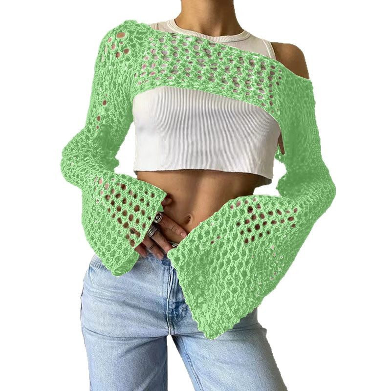 Sexy Hollow Knit Long Sleeves Top