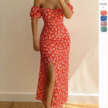 Bodycon Slit Dress - Sexy off the shoulder Sleeveless Dress for Women