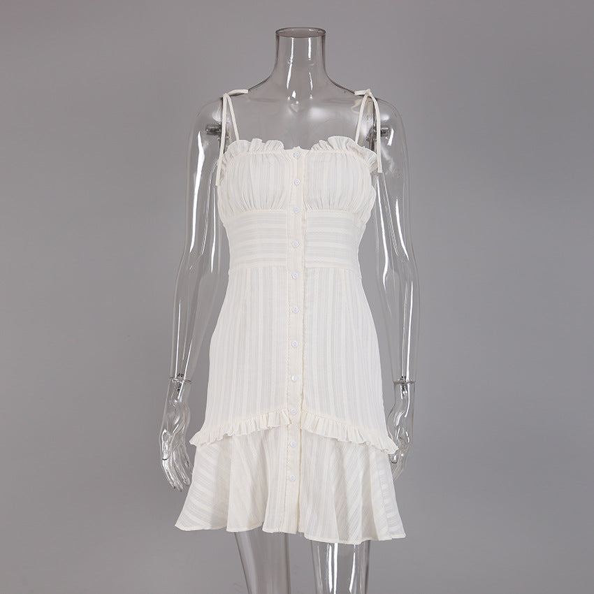 Summer Cotton Sexy White Mini Hot Dresses-Dresses-Free Shipping at meselling99