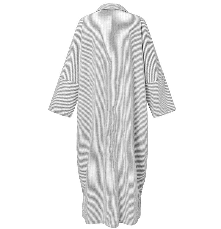 Casual Striped Plus Sizes Irregular Women Long Cozy Dresses-Dresses-Free Shipping at meselling99