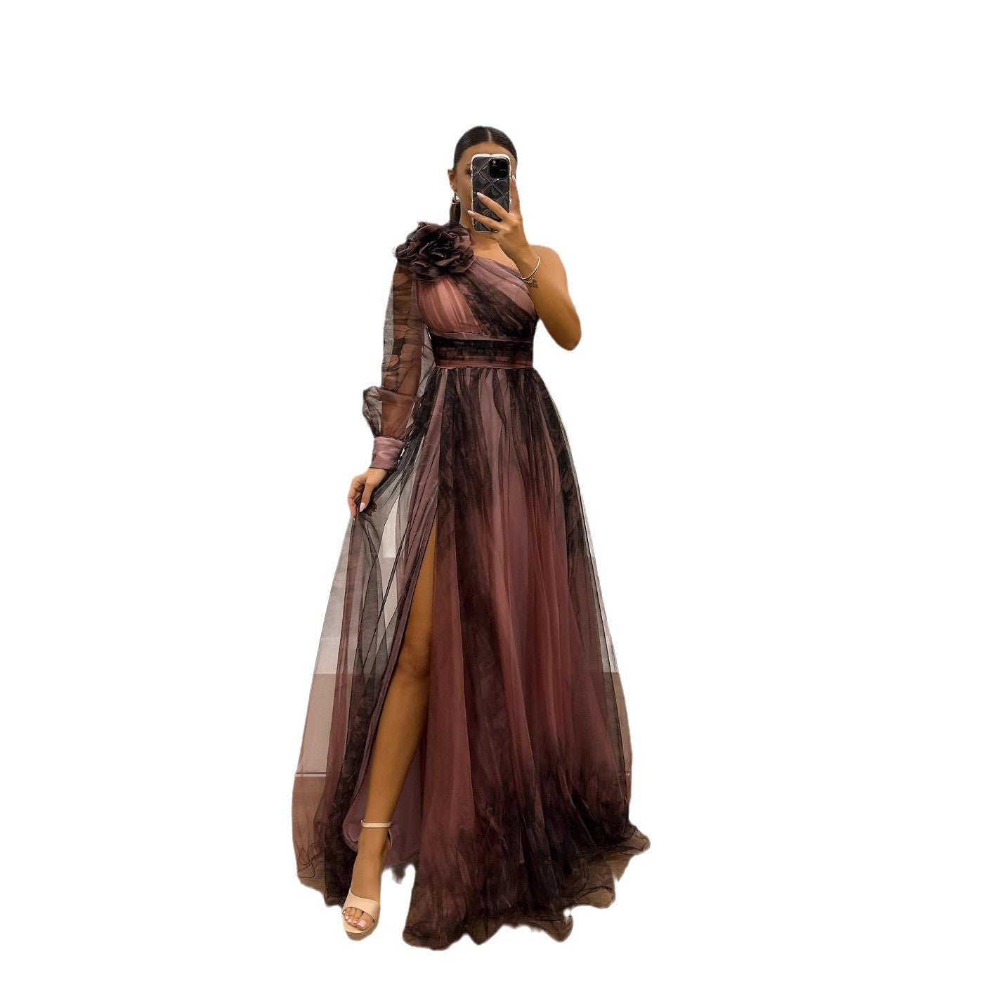 Off-Shoulder One Shoulder Print Dress – Stylish & Flowy Party Dress