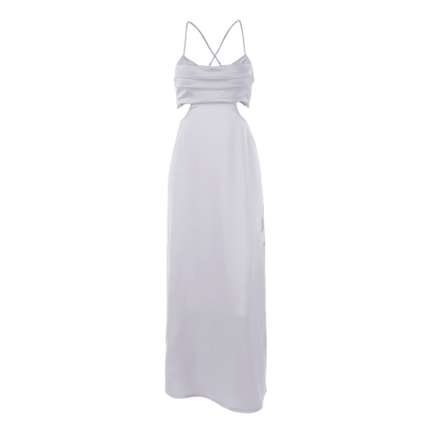 Sexy Satin Backless Long Sleeveless Party Dresses-Dresses-Free Shipping at meselling99