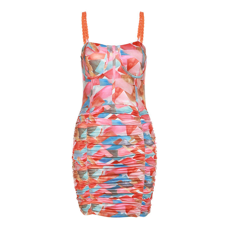 Sexy Backless Straps Summer Tight Dresses-Orange-S-Free Shipping at meselling99