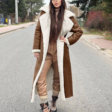 Women's Faux Leather & Fur Long Coat