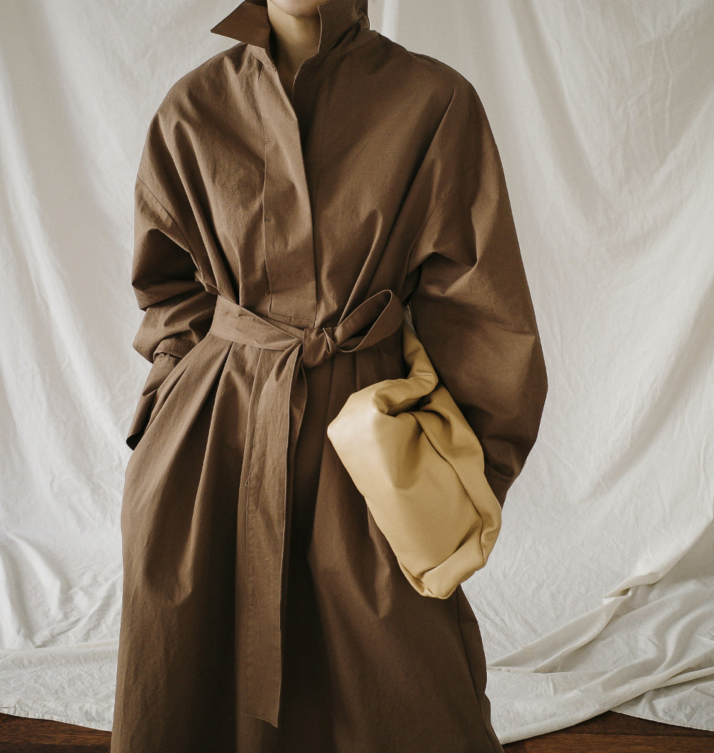 Class Bowknot Long Sleeves Maxi Shirt Dresses-Cozy Dresses-Free Shipping at meselling99