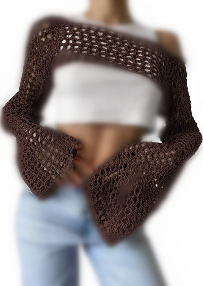 Sexy Hollow Knit Long Sleeves Top