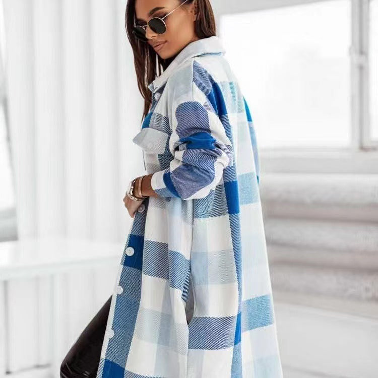 Fashion Colorful Plaid Women Overcoats