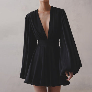 Sexy High Waist Deep V Neck Short Mini Dresses-Dresses-Free Shipping at meselling99