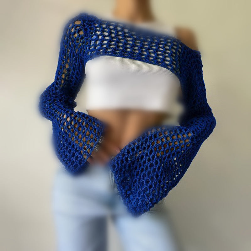 Sexy Hollow Knit Long Sleeves Top