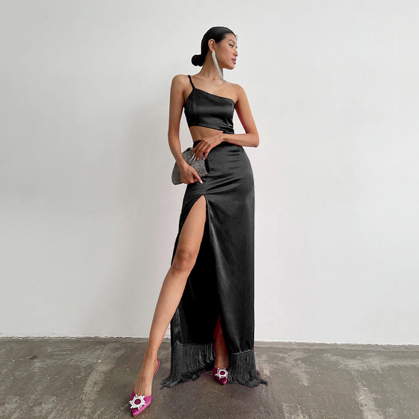 Summer Sexy Tassels Long Sheath Dresses for Party-Dresses-Black-S-Free Shipping at meselling99