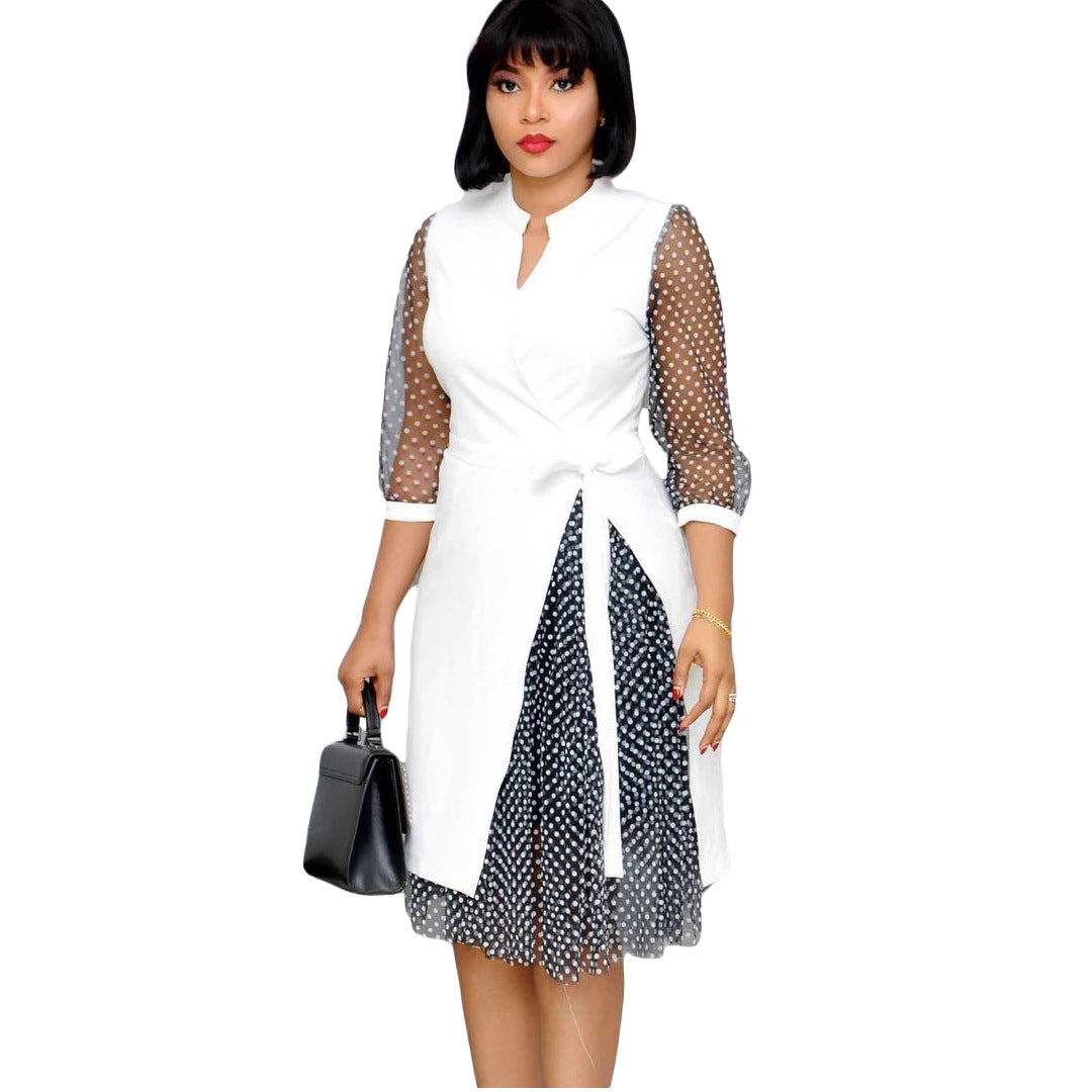 Fashion Dot Print Plus Sizes Women Dresses-Dresses-Free Shipping at meselling99