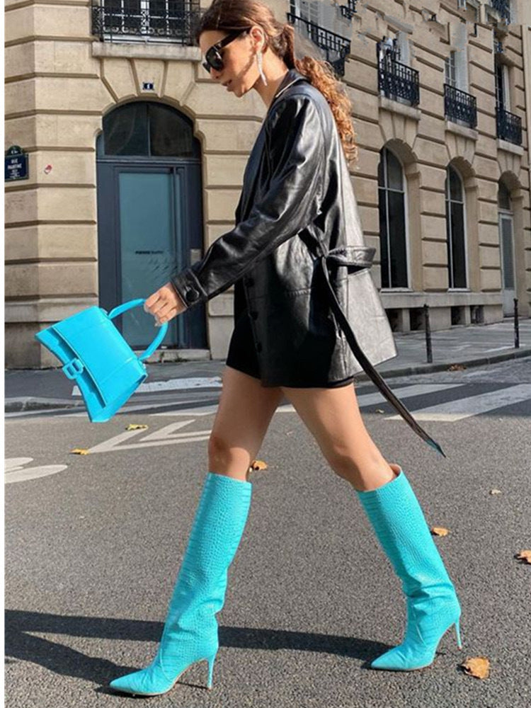 Fashion Peep Toe Crocodile Print Plus Sizes Women Boots