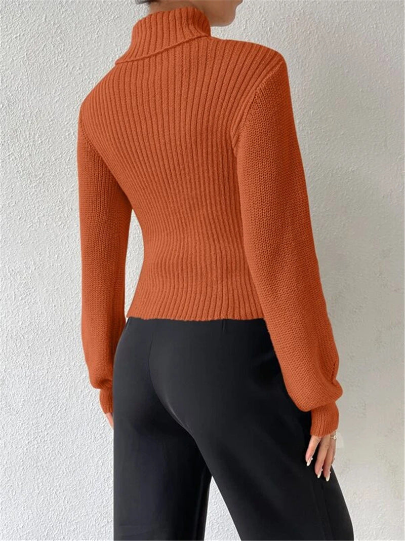 Sexy High Neck Short Knitted Sweaters