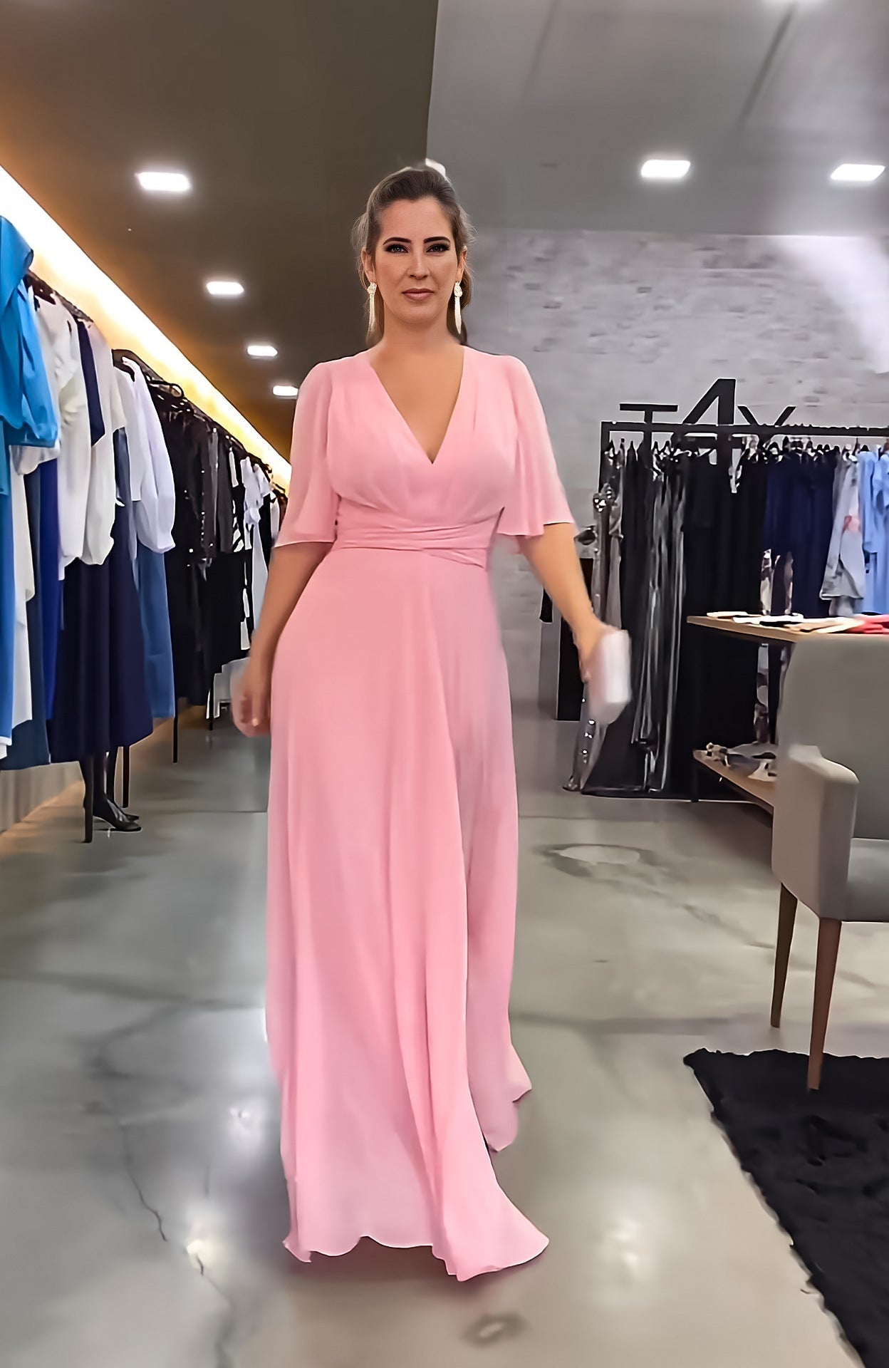 Fashion Chiffon V Neck Long Maxi Dresses-Dresses-Free Shipping at meselling99