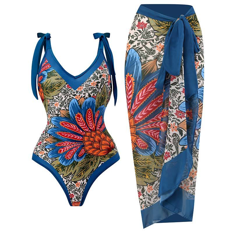 Women's One-Piece Swimsuit with Sun Protection Cover-Up